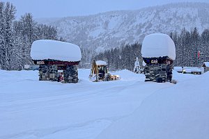 deep snow on the fuel pumps at Bell 2